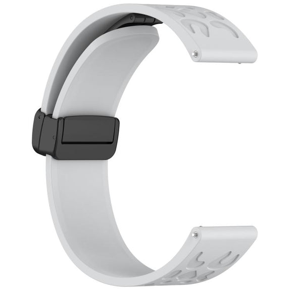 18mm Kalebol Universal Leopard Print Magnetic Folding Buckle Silicone Strap(Light Grey)