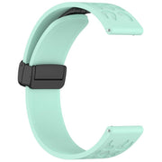 18mm Kalebol Universal Leopard Print Magnetic Folding Buckle Silicone Strap(Teal Blue)
