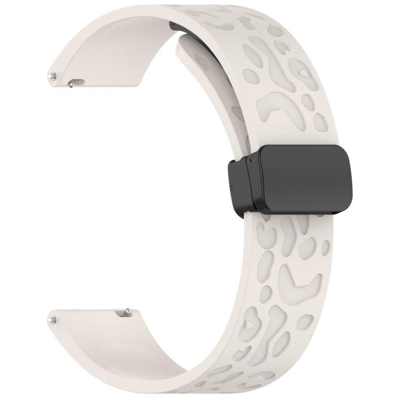 18mm Kalebol Universal Leopard Print Magnetic Folding Buckle Silicone Strap(Starlight)