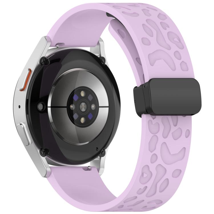 18mm Kalebol Universal Leopard Print Magnetic Folding Buckle Silicone Strap(Purple)