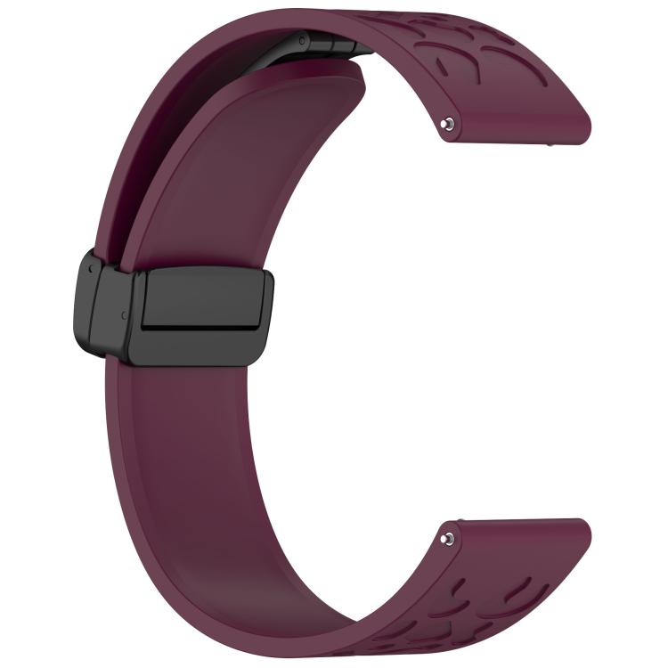 20mm Kalebol Universal Leopard Print Magnetic Folding Buckle Silicone Strap(Wine Red)