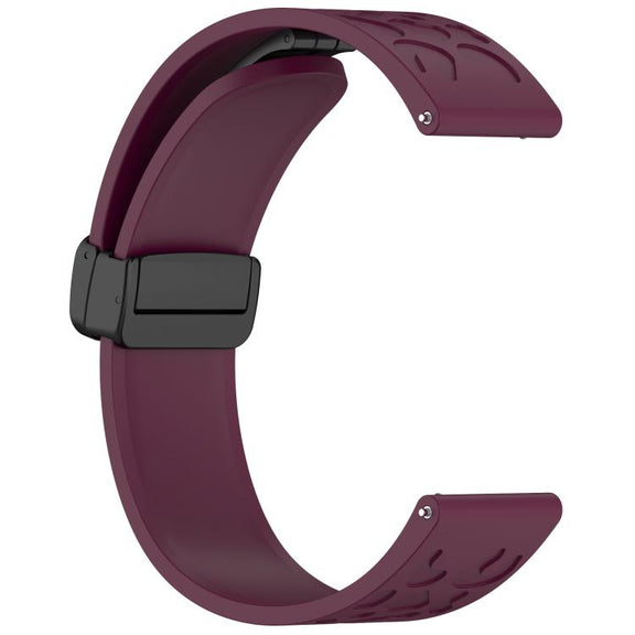 20mm Kalebol Universal Leopard Print Magnetic Folding Buckle Silicone Strap(Wine Red)