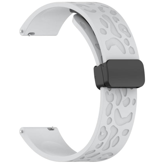 20mm Kalebol Universal Leopard Print Magnetic Folding Buckle Silicone Strap(Light Grey)