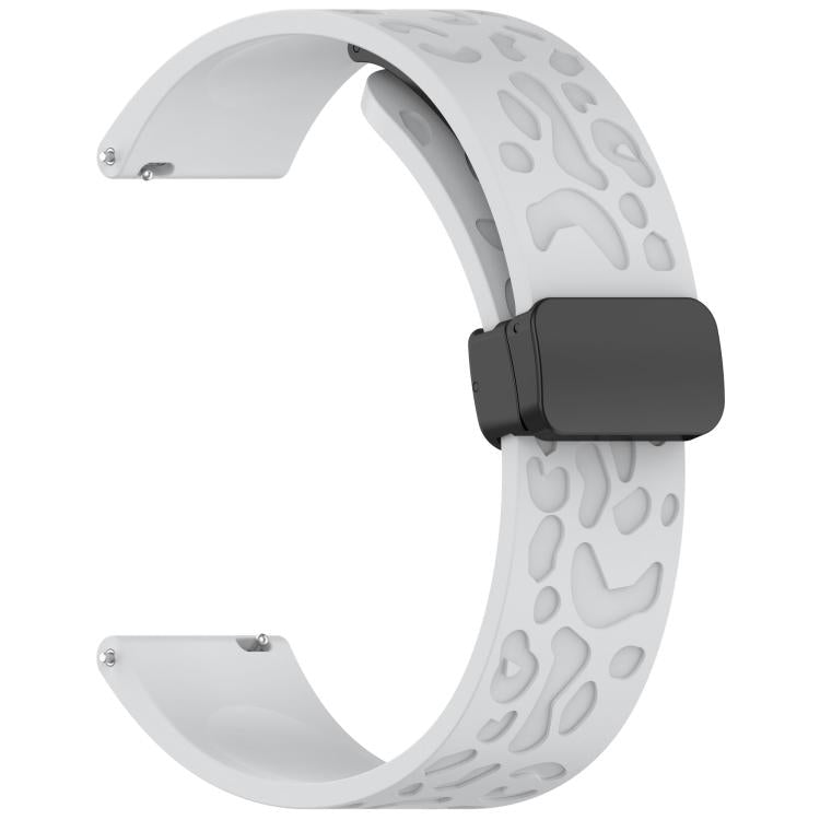 20mm Kalebol Universal Leopard Print Magnetic Folding Buckle Silicone Strap(Light Grey)