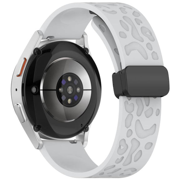 20mm Kalebol Universal Leopard Print Magnetic Folding Buckle Silicone Strap(Light Grey)