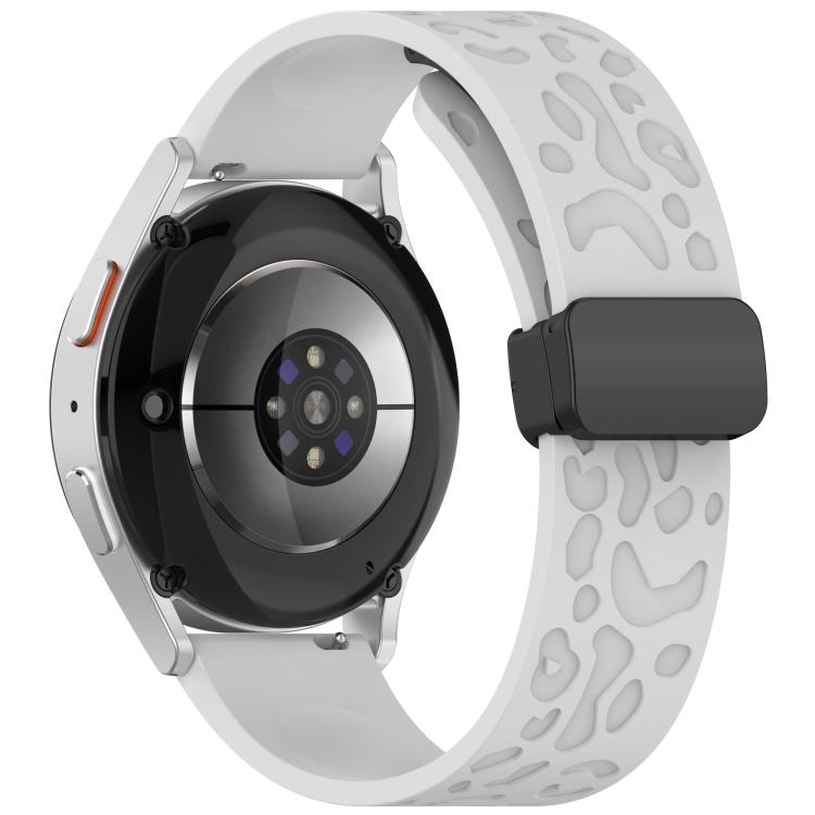 20mm Kalebol Universal Leopard Print Magnetic Folding Buckle Silicone Strap(Light Grey)