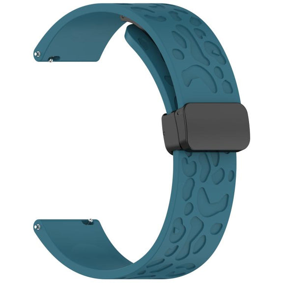 20mm Kalebol Universal Leopard Print Magnetic Folding Buckle Silicone Strap(Dark Blue)