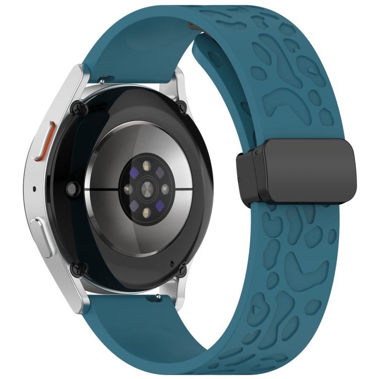 20mm Kalebol Universal Leopard Print Magnetic Folding Buckle Silicone Strap(Dark Blue)