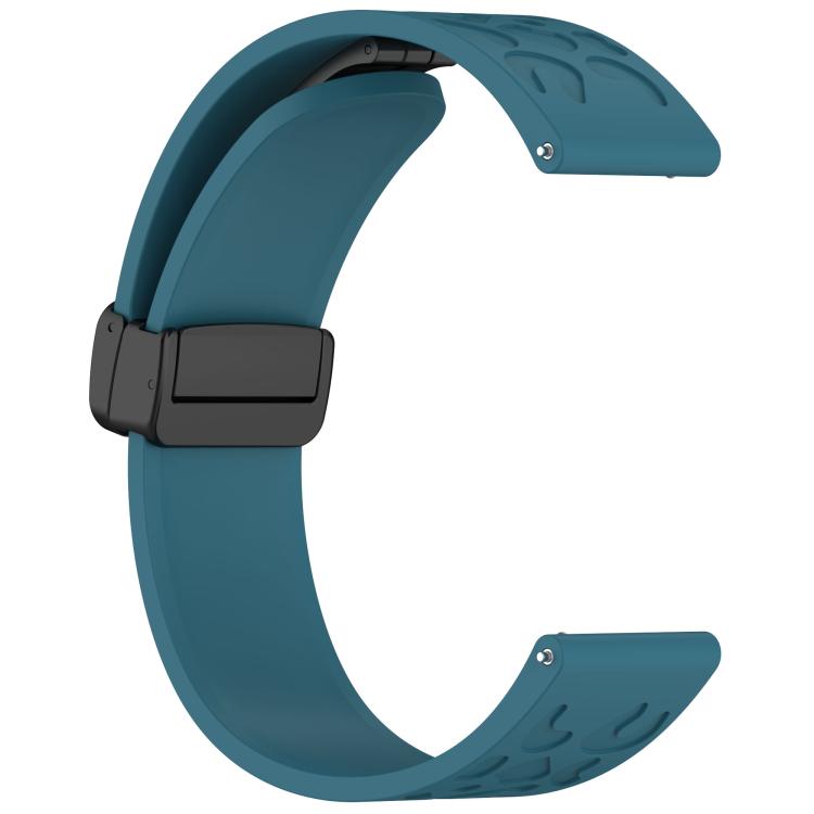 20mm Kalebol Universal Leopard Print Magnetic Folding Buckle Silicone Strap(Dark Blue)