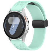 20mm Kalebol Universal Leopard Print Magnetic Folding Buckle Silicone Strap(Teal Blue)