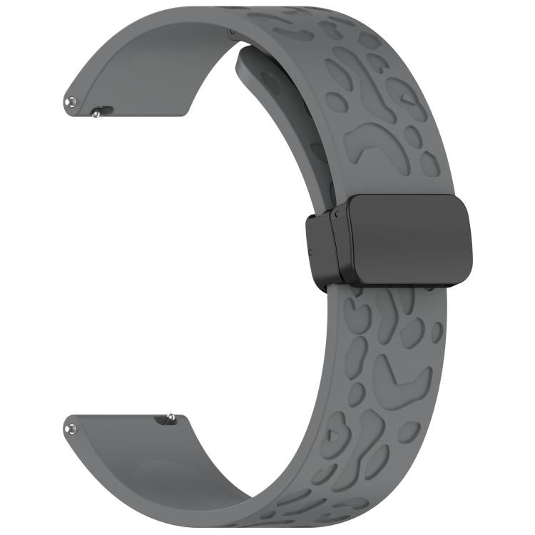 20mm Kalebol Universal Leopard Print Magnetic Folding Buckle Silicone Strap(Space Grey)