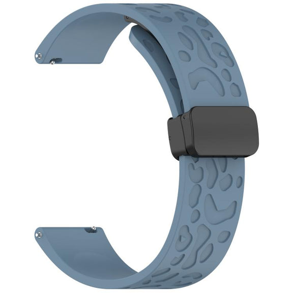 20mm Kalebol Universal Leopard Print Magnetic Folding Buckle Silicone Strap(Slate Blue)