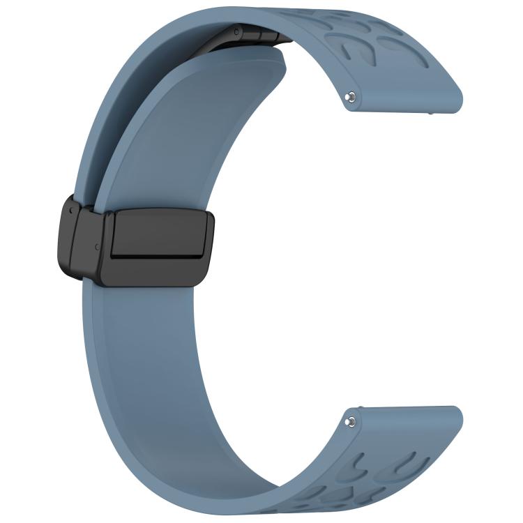 20mm Kalebol Universal Leopard Print Magnetic Folding Buckle Silicone Strap(Slate Blue)