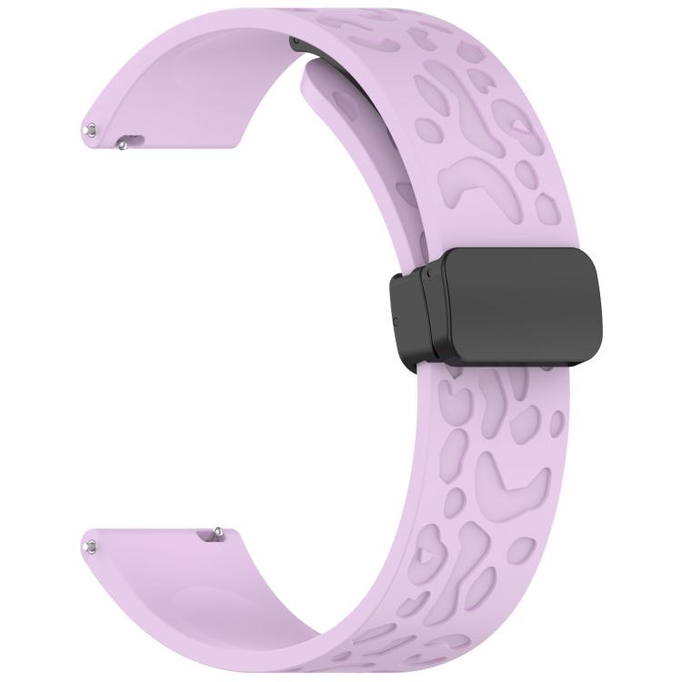 20mm Kalebol Universal Leopard Print Magnetic Folding Buckle Silicone Strap(Purple)