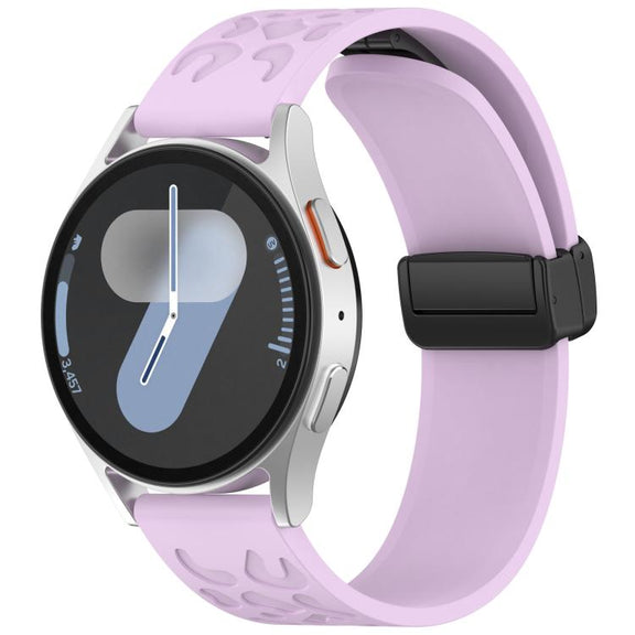 20mm Kalebol Universal Leopard Print Magnetic Folding Buckle Silicone Strap(Purple)