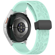 22mm Kalebol Universal Leopard Print Magnetic Folding Buckle Silicone Strap(Teal Blue)