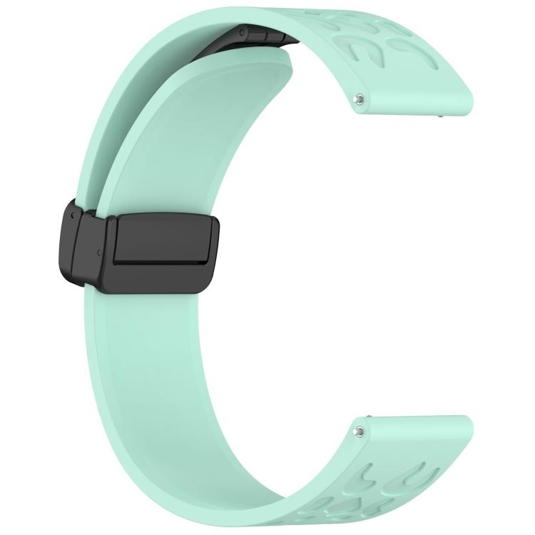 22mm Kalebol Universal Leopard Print Magnetic Folding Buckle Silicone Strap(Teal Blue)
