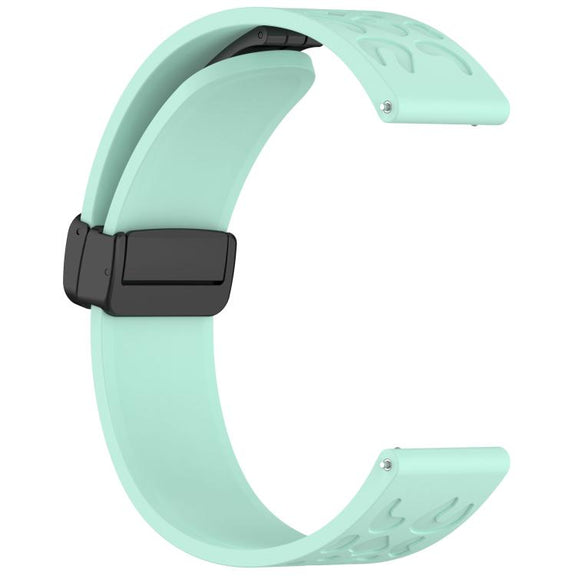 22mm Kalebol Universal Leopard Print Magnetic Folding Buckle Silicone Strap(Teal Blue)
