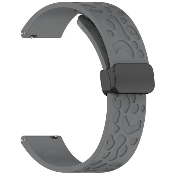 22mm Kalebol Universal Leopard Print Magnetic Folding Buckle Silicone Strap(Space Grey)