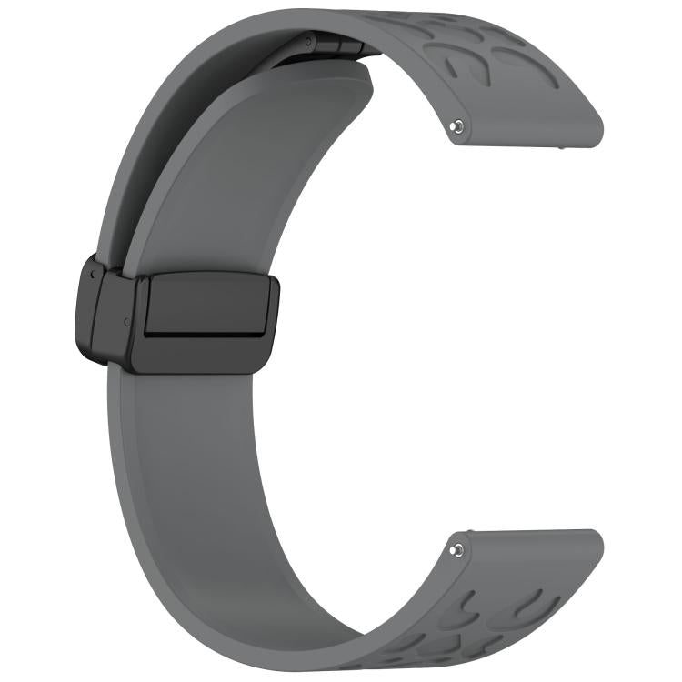 22mm Kalebol Universal Leopard Print Magnetic Folding Buckle Silicone Strap(Space Grey)