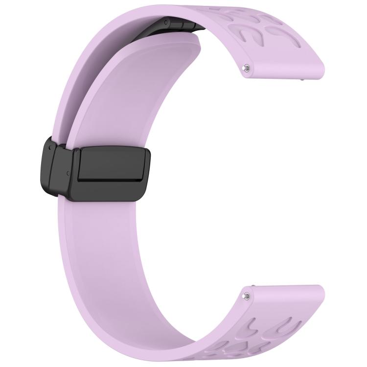22mm Kalebol Universal Leopard Print Magnetic Folding Buckle Silicone Strap(Purple)