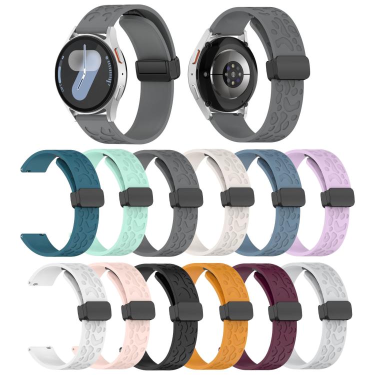 20mm Kalebol Universal Leopard Print Magnetic Folding Buckle Silicone Strap(Yellow)