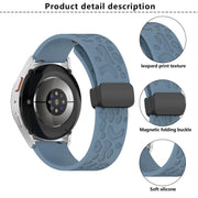 18mm Kalebol Universal Leopard Print Magnetic Folding Buckle Silicone Strap(White)