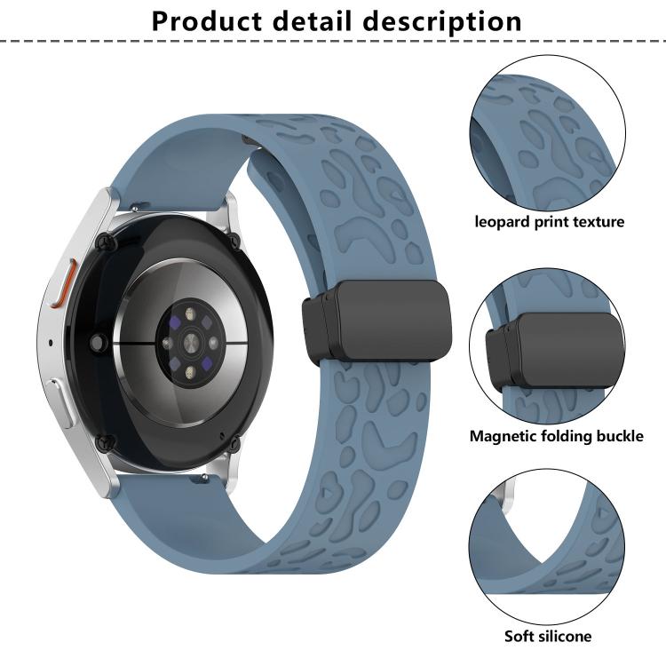 18mm Kalebol Universal Leopard Print Magnetic Folding Buckle Silicone Strap(White)