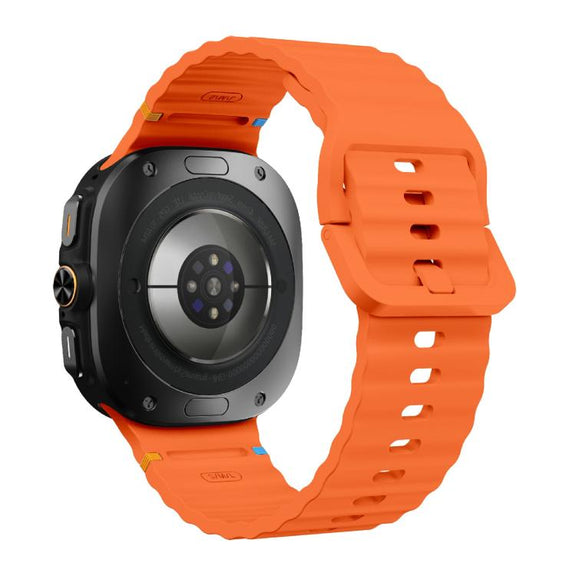 For Samsung Galaxy Watch Ultra 47mm / Ultra 2025 Kalebol Wave Stitching Silicone Strap(Orange)