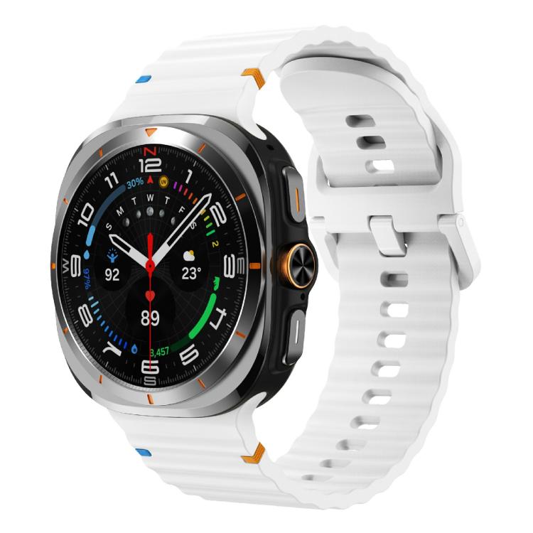 For Samsung Galaxy Watch Ultra 47mm / Ultra 2025 Kalebol Wave Stitching Silicone Strap(White)