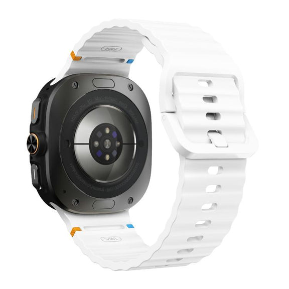 For Samsung Galaxy Watch Ultra 47mm / Ultra 2025 Kalebol Wave Stitching Silicone Strap(White)