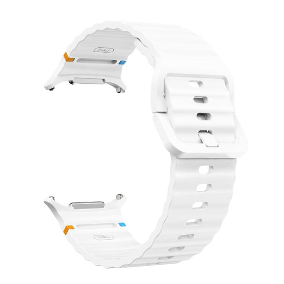 For Samsung Galaxy Watch Ultra 47mm / Ultra 2025 Kalebol Wave Stitching Silicone Strap(White)