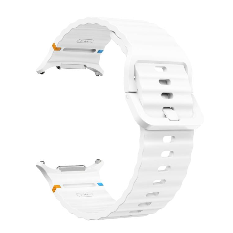 For Samsung Galaxy Watch Ultra 47mm / Ultra 2025 Kalebol Wave Stitching Silicone Strap(White)