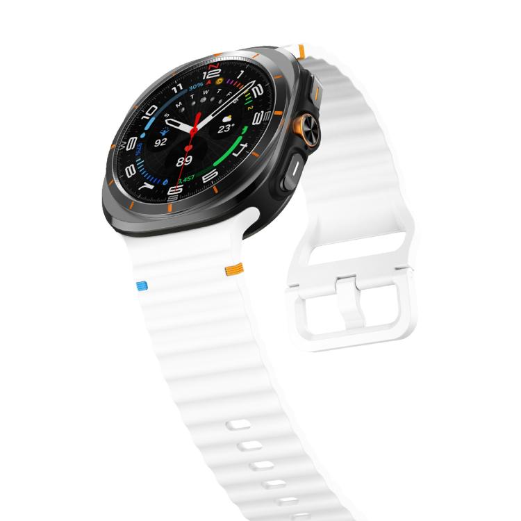 For Samsung Galaxy Watch Ultra 47mm / Ultra 2025 Kalebol Wave Stitching Silicone Strap(White)