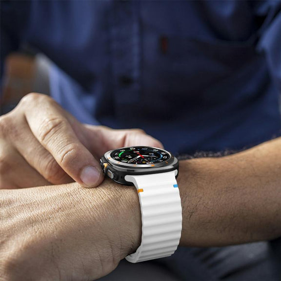 For Samsung Galaxy Watch Ultra 47mm / Ultra 2025 Kalebol Wave Stitching Silicone Strap(White)