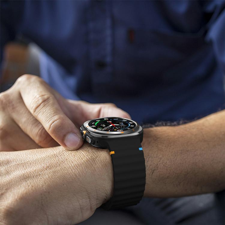 For Samsung Galaxy Watch Ultra 47mm / Ultra 2025 Kalebol Wave Stitching Silicone Strap(Black)
