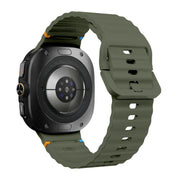 For Samsung Galaxy Watch Ultra 47mm / Ultra 2025 Kalebol Wave Stitching Silicone Strap(Army Green)
