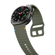 For Samsung Galaxy Watch Ultra 47mm / Ultra 2025 Kalebol Wave Stitching Silicone Strap(Army Green)