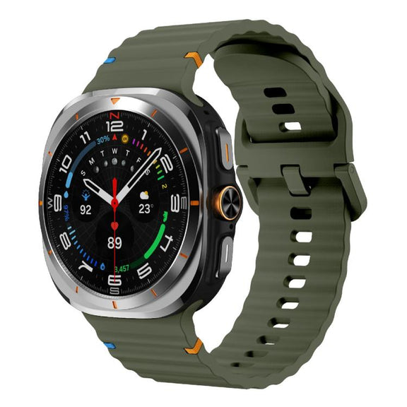 For Samsung Galaxy Watch Ultra 47mm / Ultra 2025 Kalebol Wave Stitching Silicone Strap(Army Green)