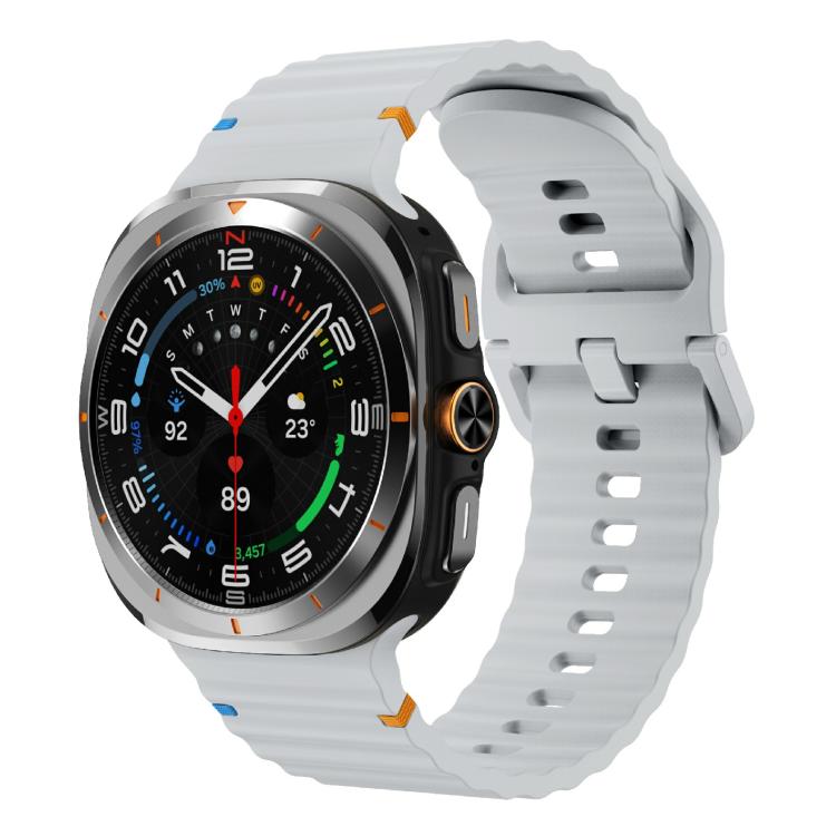 For Samsung Galaxy Watch Ultra 47mm / Ultra 2025 Kalebol Wave Stitching Silicone Strap(Light Grey)