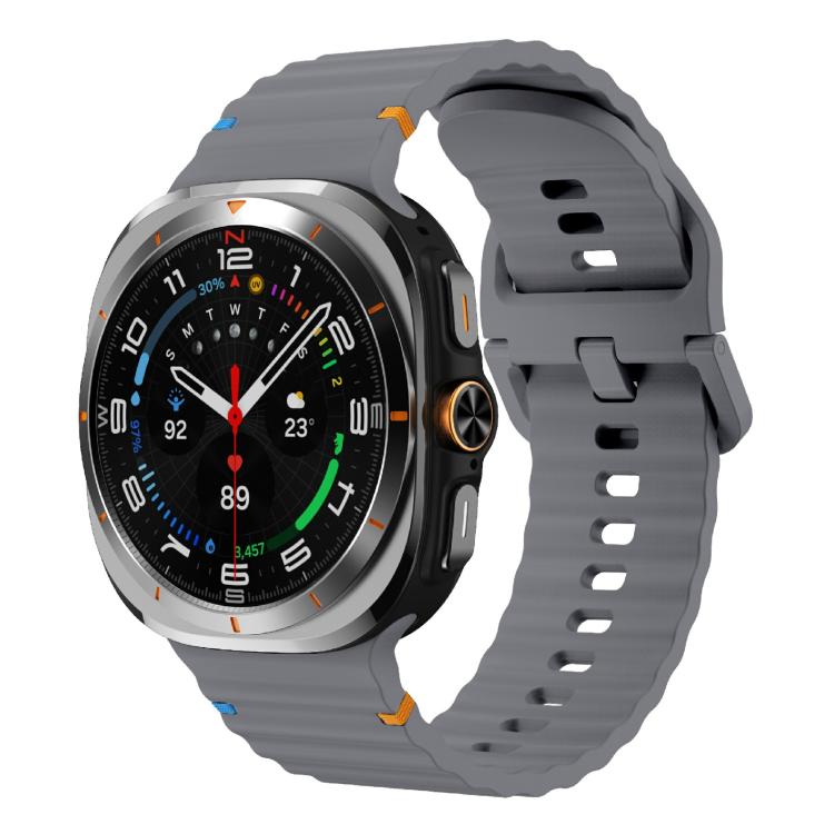 For Samsung Galaxy Watch Ultra 47mm / Ultra 2025 Kalebol Wave Stitching Silicone Strap(Space Grey)