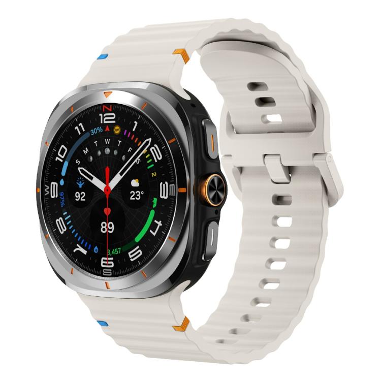 For Samsung Galaxy Watch Ultra 47mm / Ultra 2025 Kalebol Wave Stitching Silicone Strap(Starlight)