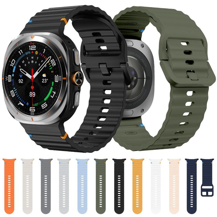 For Samsung Galaxy Watch Ultra 47mm / Ultra 2025 Kalebol Wave Stitching Silicone Strap(Space Grey)