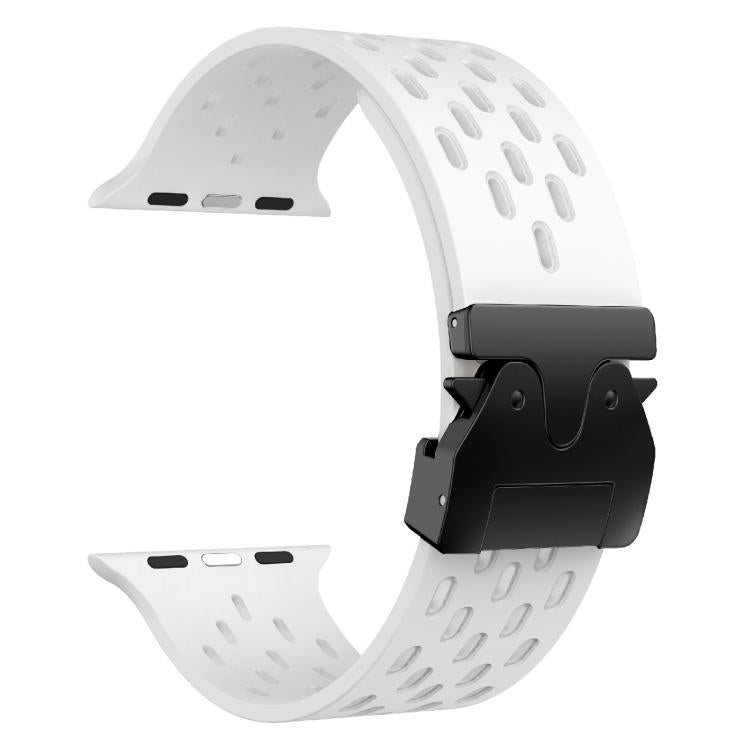 For Apple Watch 46mm / 49mm / 45mm / 44mm Kalebol Mesh Umbrella Buckle Silicone Watch Strap(White)
