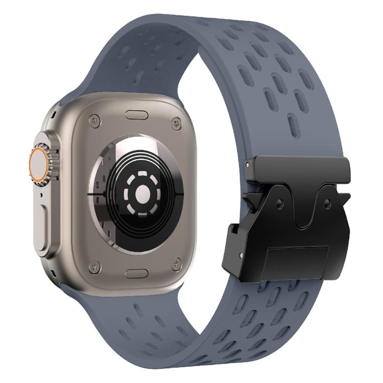 For Apple Watch 46mm / 49mm / 45mm / 44mm Kalebol Mesh Umbrella Buckle Silicone Watch Strap(Blue Grey)