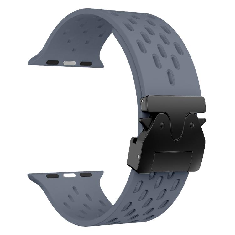 For Apple Watch 46mm / 49mm / 45mm / 44mm Kalebol Mesh Umbrella Buckle Silicone Watch Strap(Blue Grey)