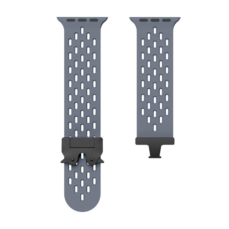 For Apple Watch 46mm / 49mm / 45mm / 44mm Kalebol Mesh Umbrella Buckle Silicone Watch Strap(Blue Grey)