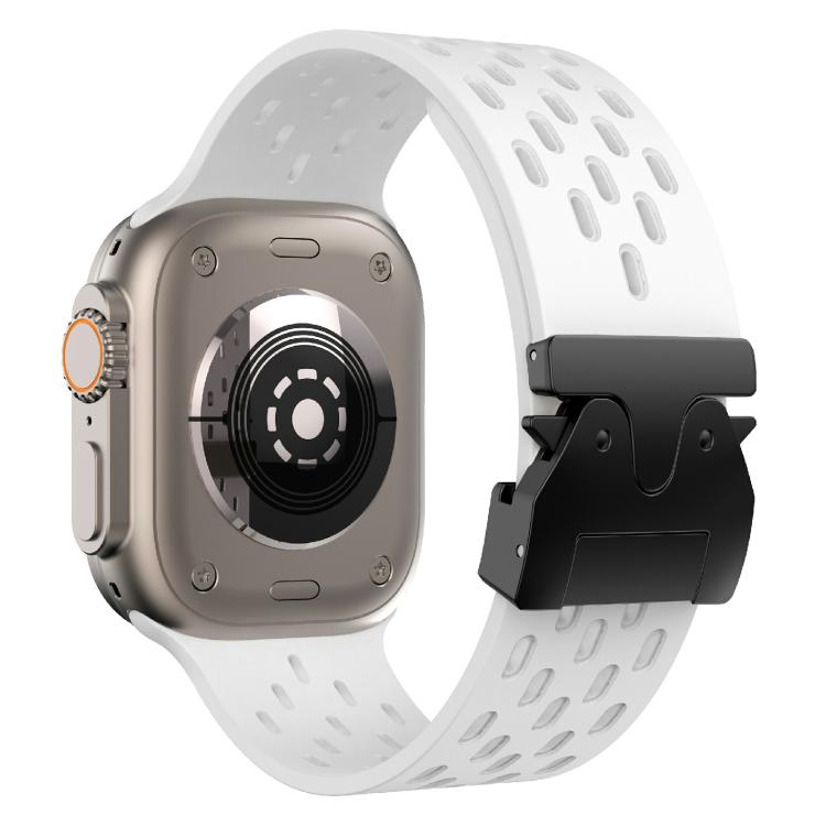 For Apple Watch 42mm / 41mm / 40mm / 38mm Kalebol Mesh Umbrella Buckle Silicone Watch Strap(White)