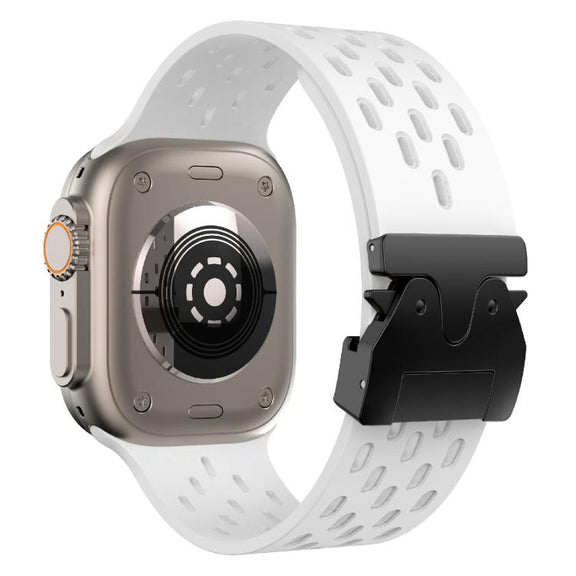 For Apple Watch 42mm / 41mm / 40mm / 38mm Kalebol Mesh Umbrella Buckle Silicone Watch Strap(White)