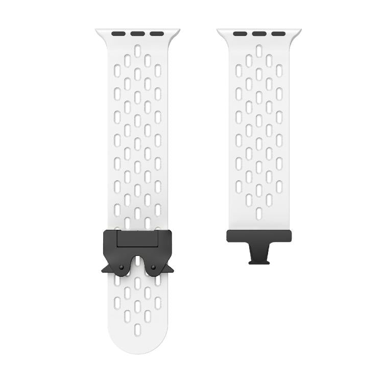 For Apple Watch 42mm / 41mm / 40mm / 38mm Kalebol Mesh Umbrella Buckle Silicone Watch Strap(White)